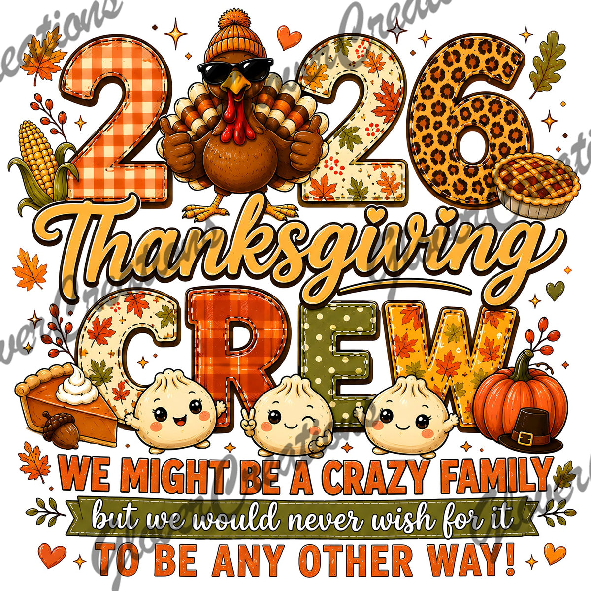 2026 Thanksgiving Crew crazy family DTF heat transfer