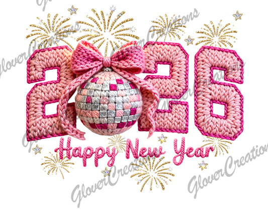 Faux Yarn 2026 New Year Direct to Film Ready to Press Heat Transfers