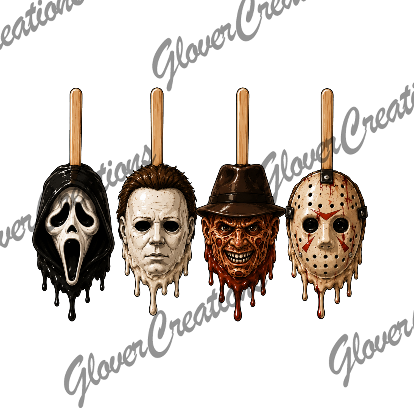 Horror Characters Ice Cream Direct to Film Ready to Press Heat Transfers