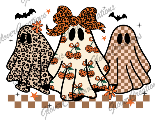 3 Cute Ghost Direct to Film Ready to Press Heat Transfers