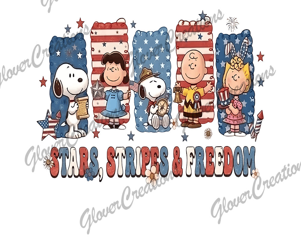 4th of July Friends Direct to Film Ready to Press Heat Transfer