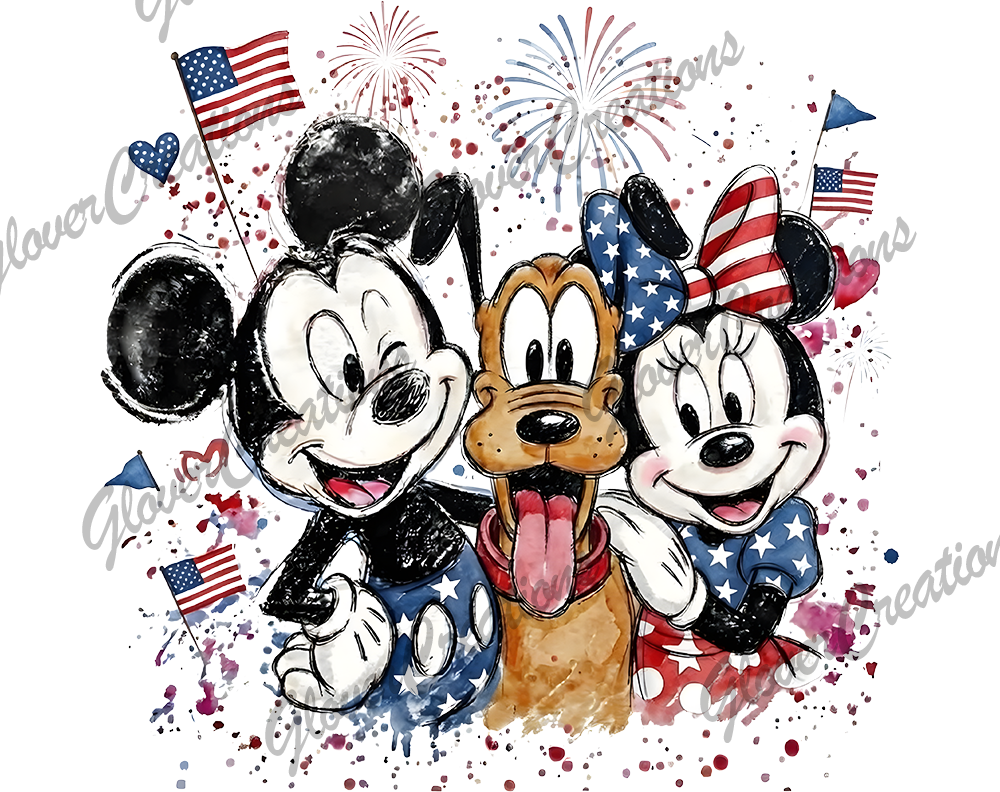 4th of July Mouse Direct to Film Ready to Press Heat Transfers