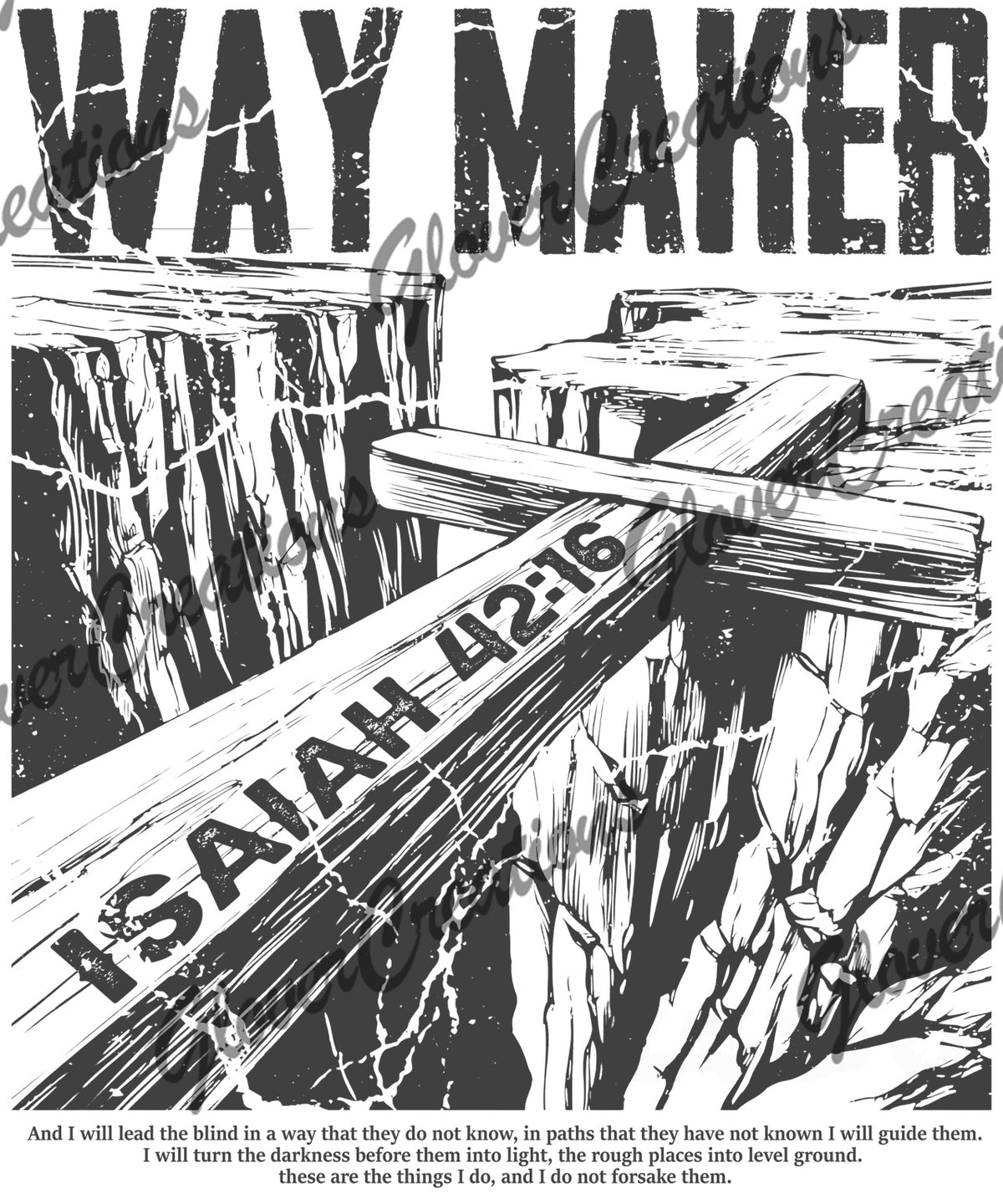 Way Maker Isaiah 42:16 Cross Bridge Direct to Film Ready to Press Heat Transfers
