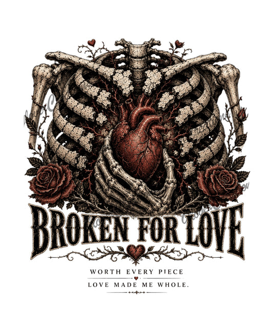 Broken For Love Gothic Heart Direct To Film Ready To Press Heat Transfers