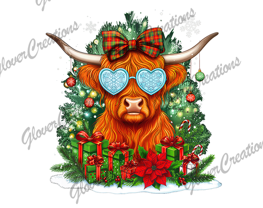 Christmas Cow Presents and Bow Direct to Film Ready to Press Heat Transfers
