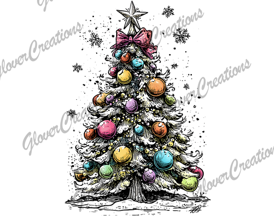 Christmas Tree Direct to Film Ready to Press Heat Transfers