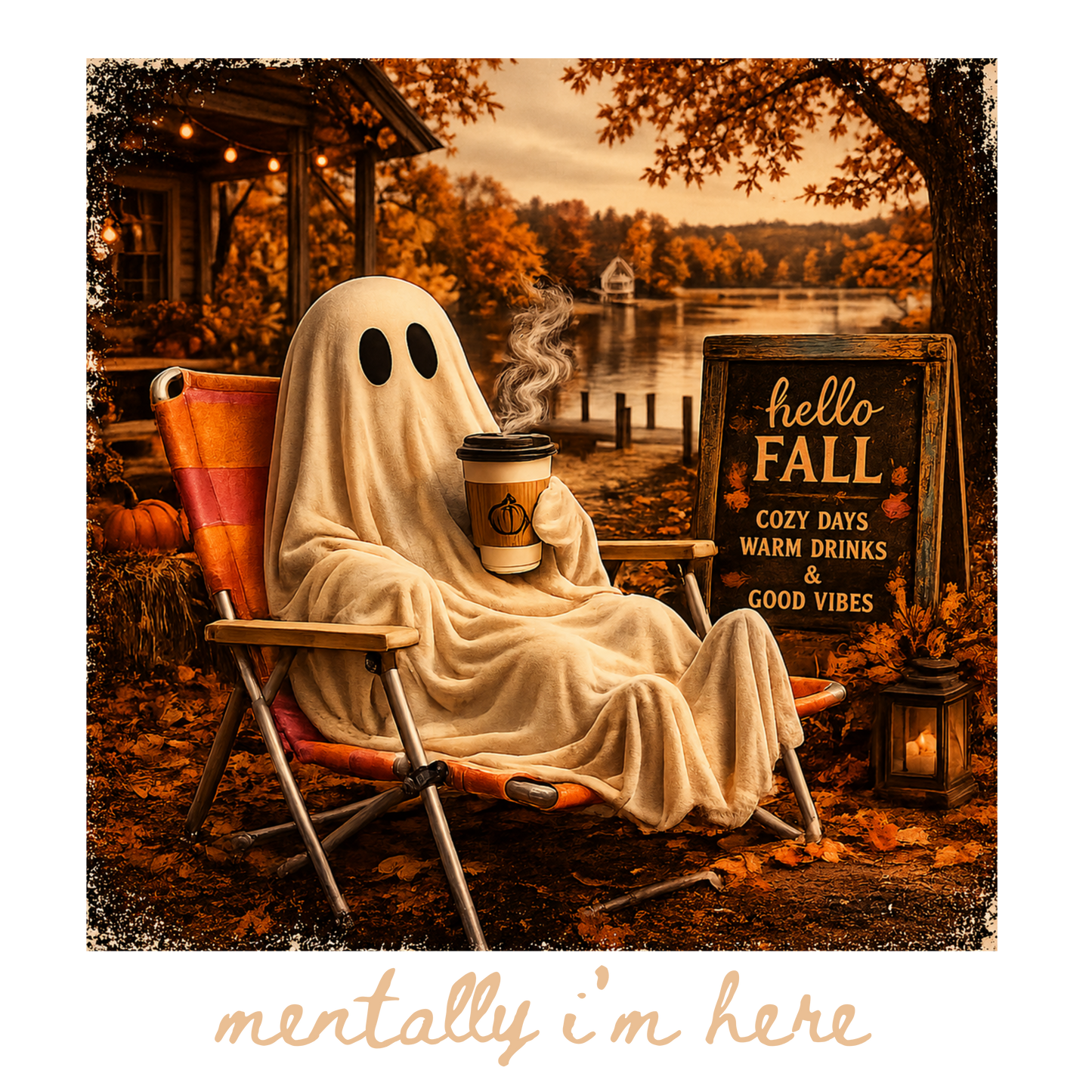 Fall Ghost Coffee Direct to Film Ready to Press Heat Transfers