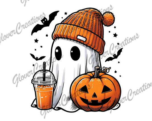 Cute Pumpkin Ghost Direct to Film Ready to Press Heat Transfers