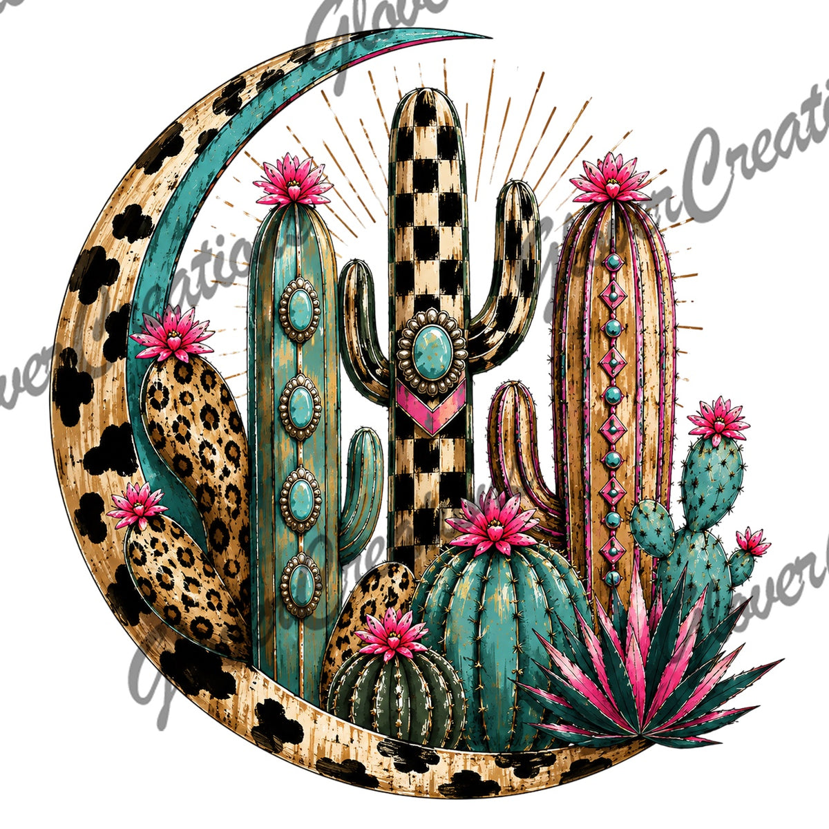 Western Leopard Cactus Direct To Film Ready To Press Heat Transfers