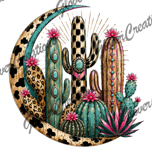 Western Leopard Cactus Direct To Film Ready To Press Heat Transfers