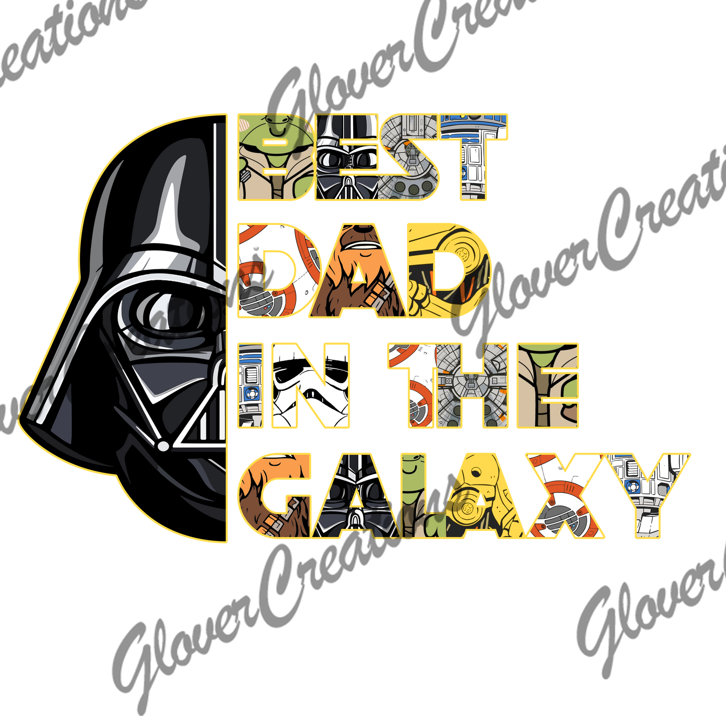 Best Dad In The Galaxy Direct to Film Ready to Press Heat Transfers