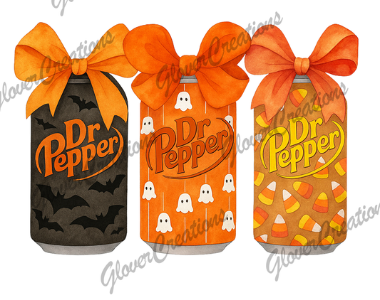 Fall Dr. Pepper with Bows Direct to Film Ready to Press Heat Transfers