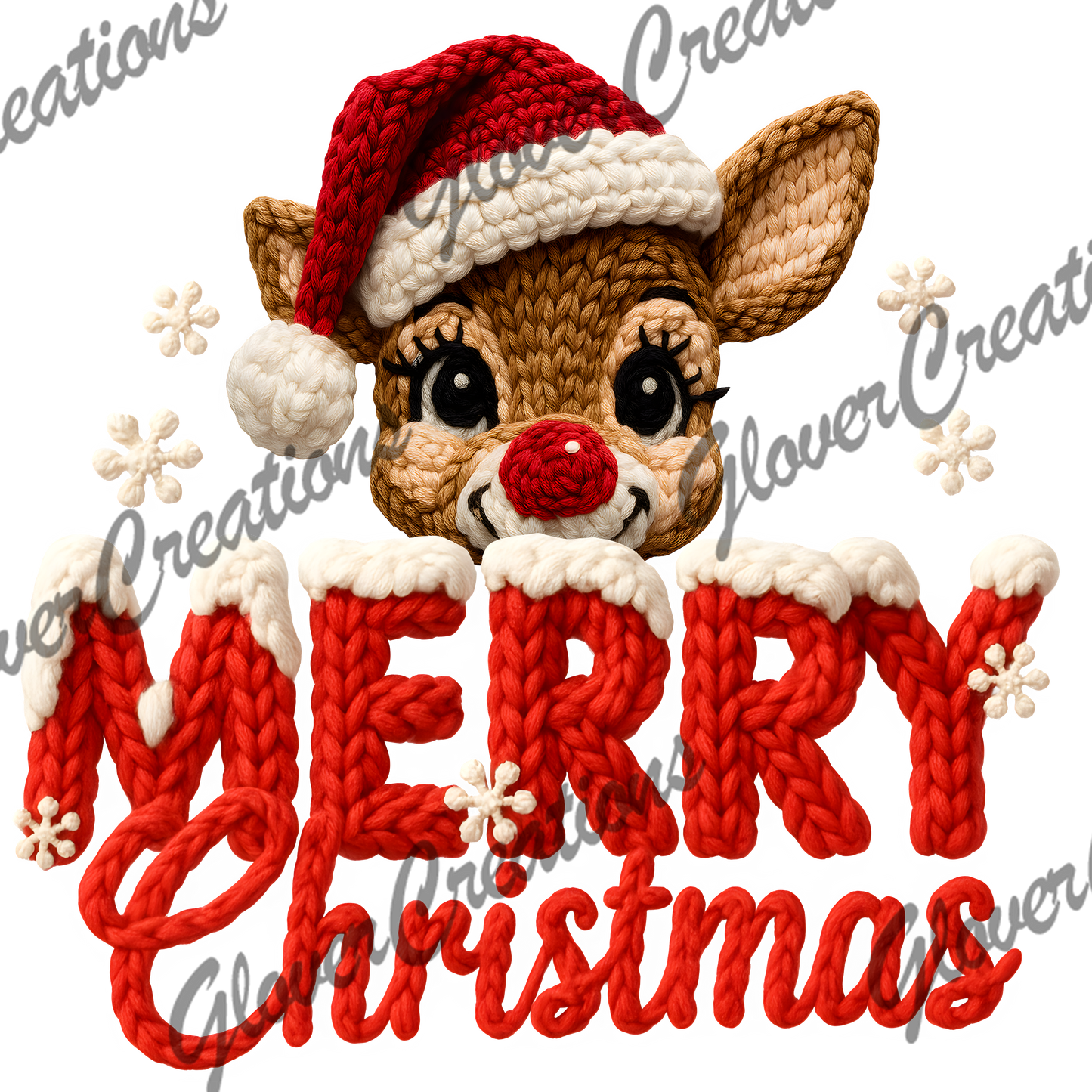 Faux Yarm Christmas Reindeer Direct to Film Ready to Press Heat Transfers