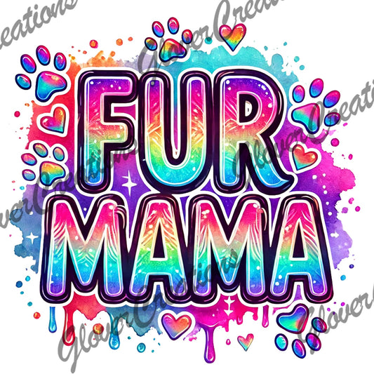 Fur Mama Rainbow Paw Prints & Hearts Direct to Film Ready to Press Heat Transfers