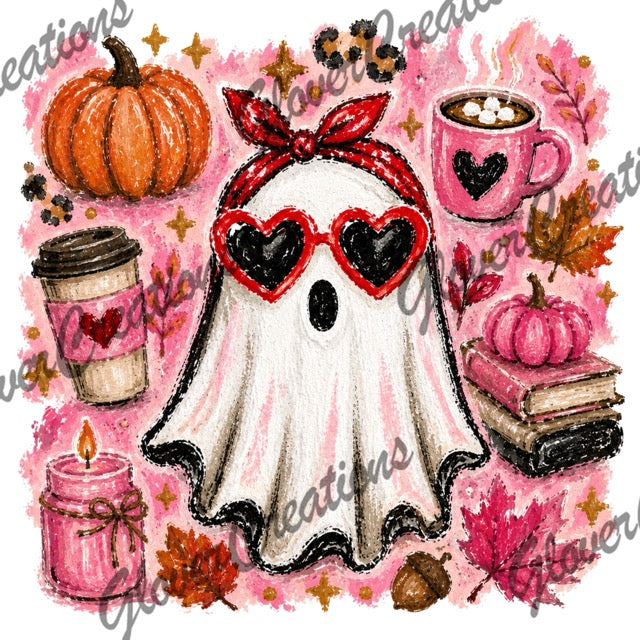 Pink Coffee Ghostie Direct to Film Ready to Press Heat Transfers