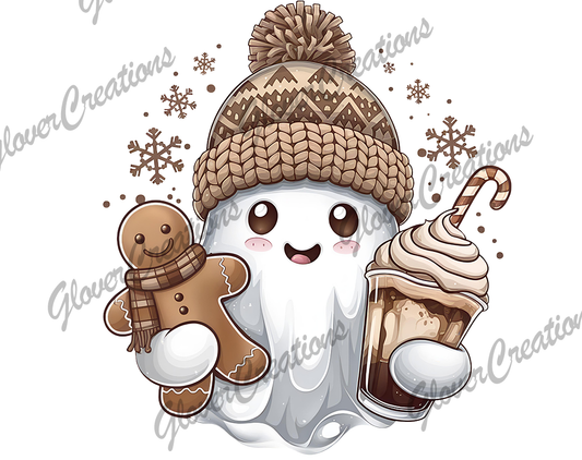 Ginger Coffee Ghost Direct to Film Ready to Press Heat Transfers