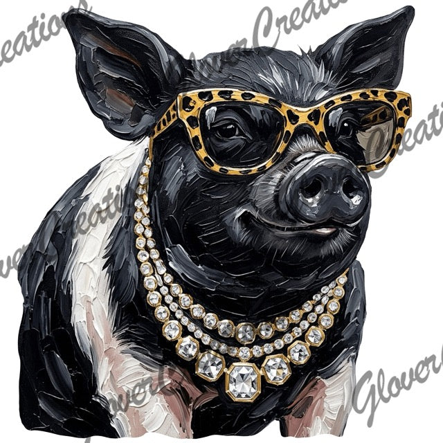 Painted Boujee Pig Direct to Film Ready to Press Heat Transfers