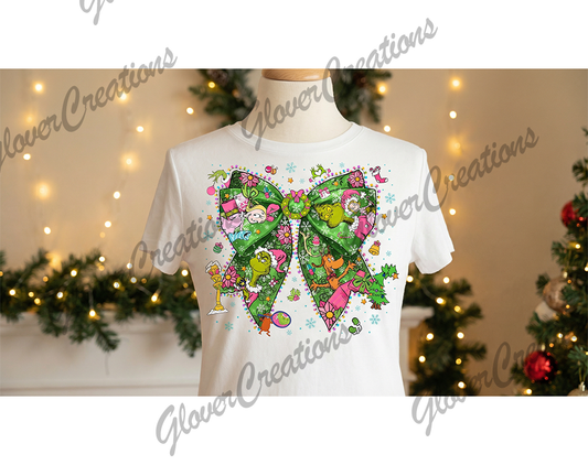 Grinch Bow Shirt Mock-Up Digital Download