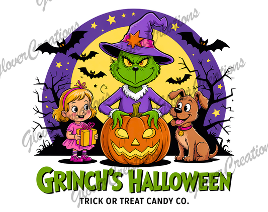 Grinch's Halloween Direct to Film Ready to Press Heat Transfers