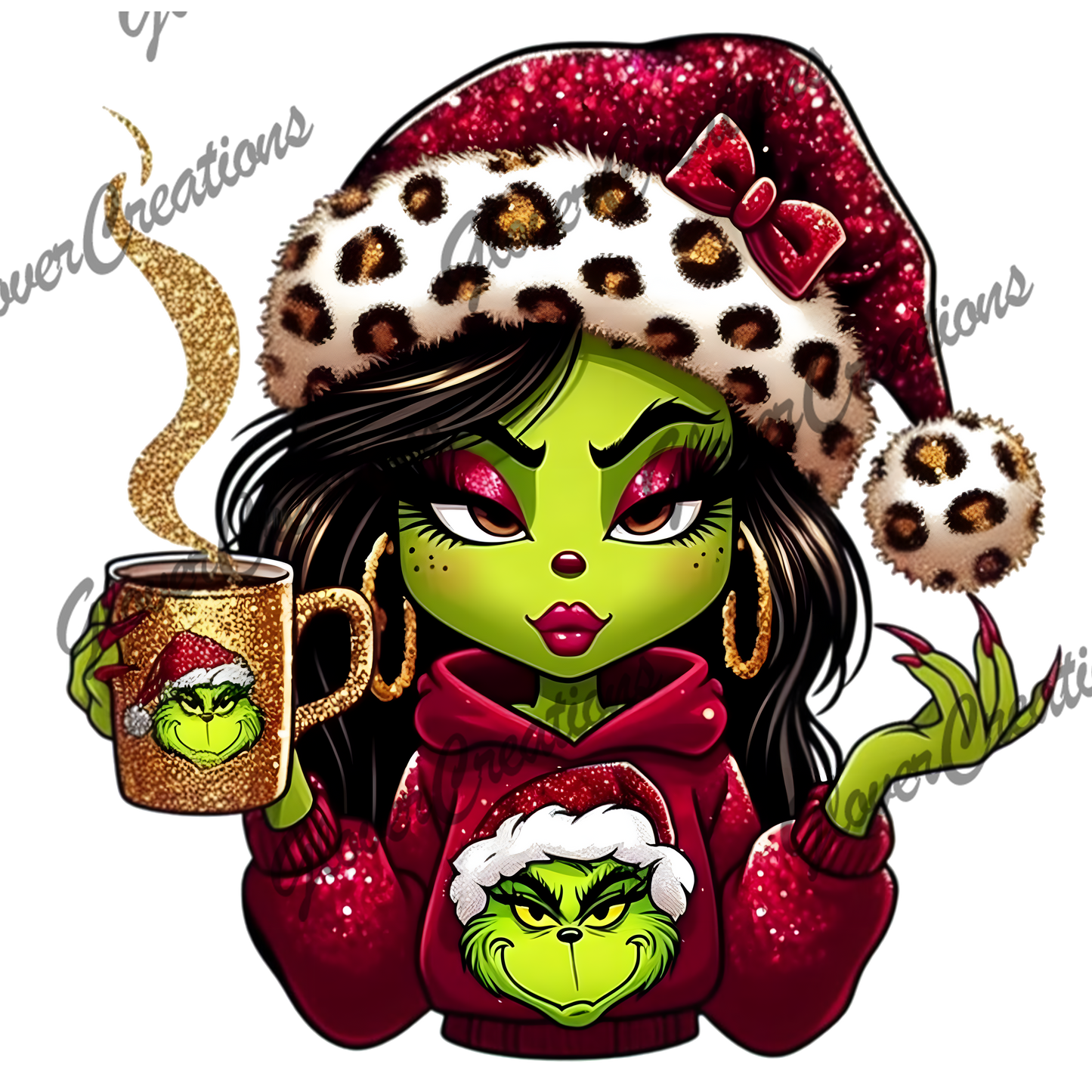 Boujee Grinch Girl Direct to Film Ready to Press Heat Transfers
