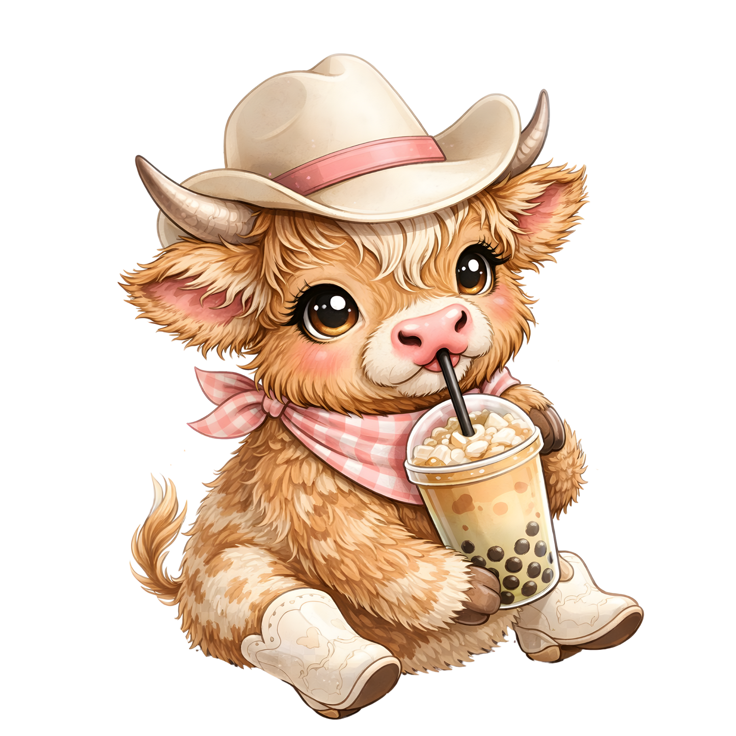 Highland Cow Coffee Direct to Film Ready to Press Heat Transfers