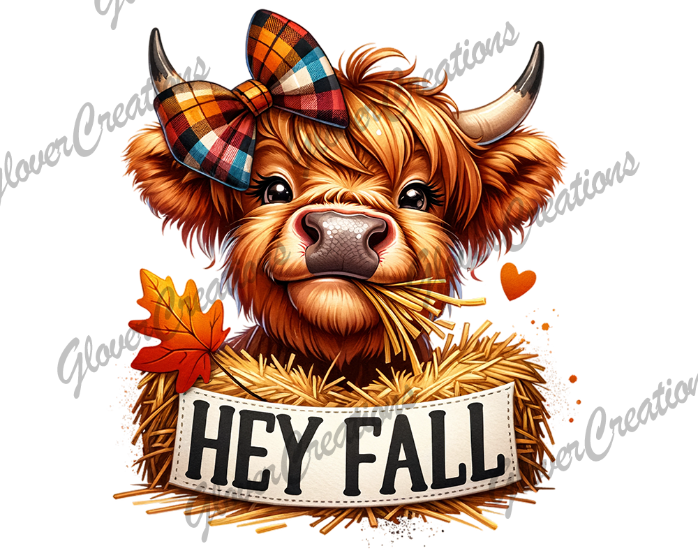 Hey Fall Cow Direct to Film Ready to Press Heat Transfers