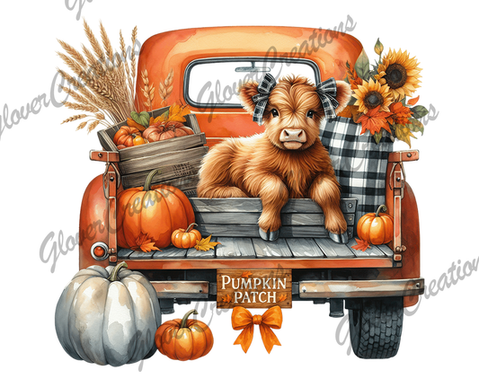Pumpkin Patch Cow Direct to Film Ready to Press Heat Transfers