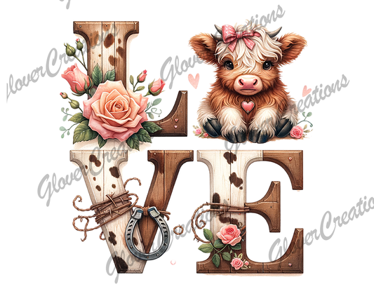 Highland LOVE Direct to Film Ready to Press Heat Transfers