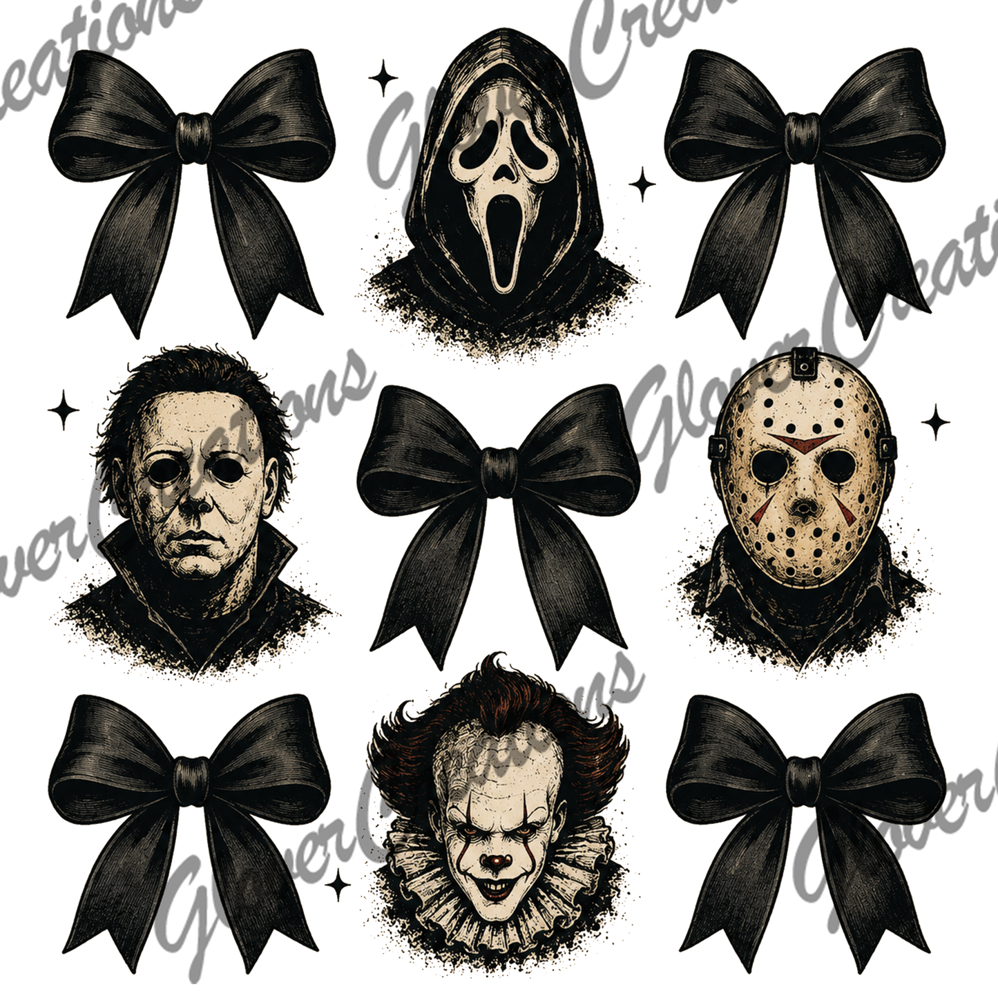 Horror Face Collage Direct to Film Ready to Press Heat Transfers