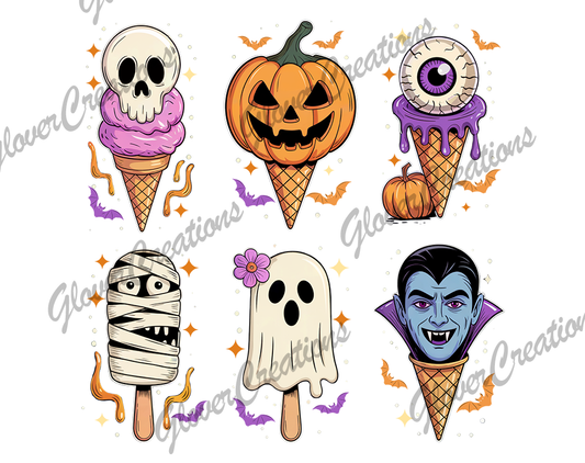 Horror Ice Cream Direct to Film Ready to Press Heat Transfers