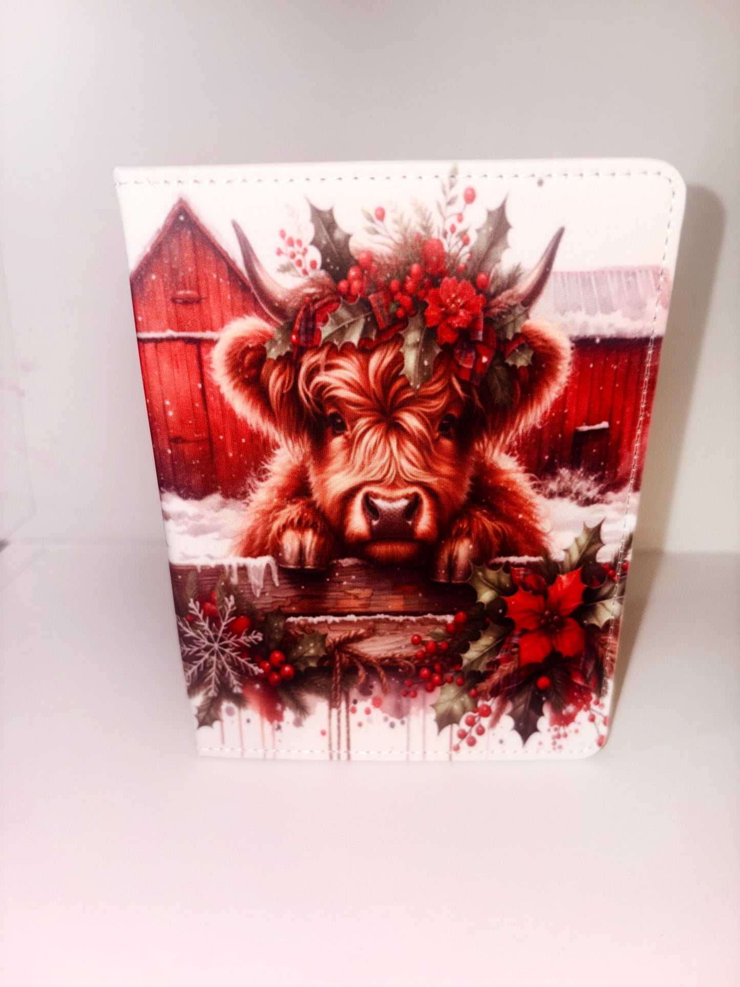 Christmas Cow and Red Barn A6 Holiday Notebook