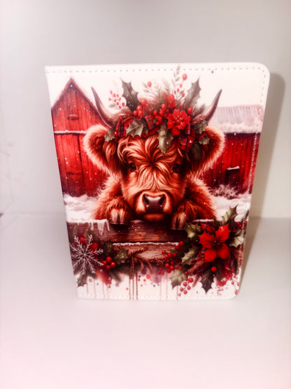 Christmas Cow and Red Barn A6 Holiday Notebook