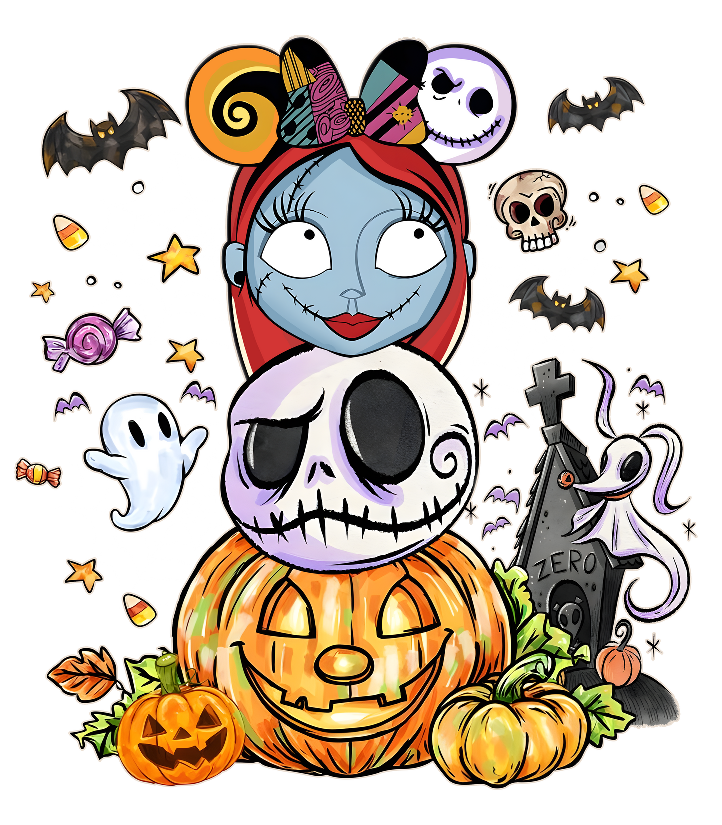 Jack And Sally Heads Direct to Film Ready to Press Heat Transfers