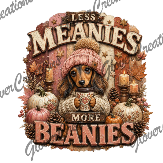 Meanies with Beanies Dog Direct to Film Ready to Press Heat Transfers
