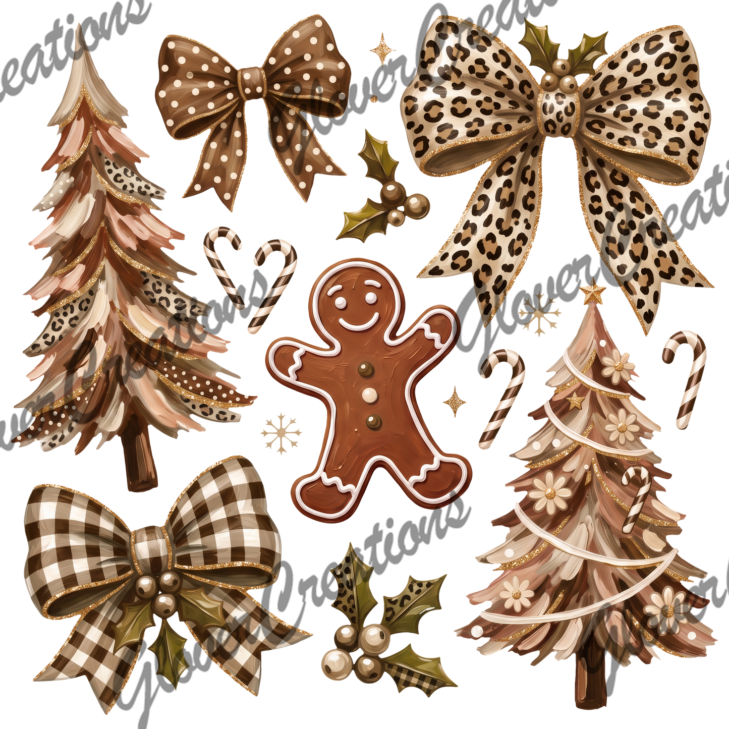 Gingerbread Man Collage Direct to Film Ready to Press Heat Transfers