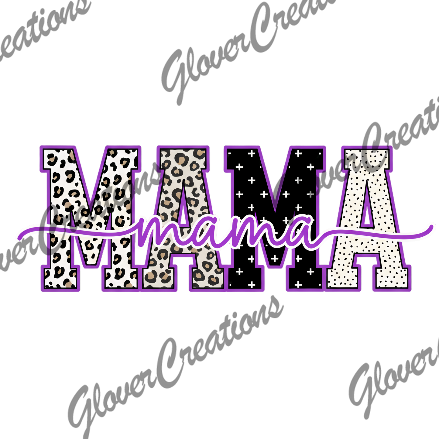 Purple Cheetah Mama Direct to Film Ready to Press Heat Transfers