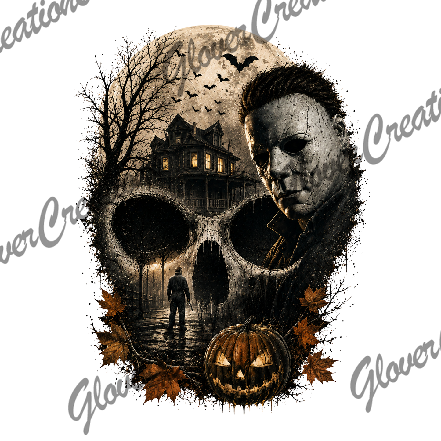 Michael Horror Skull Direct to Film Ready to Press Heat Transfers
