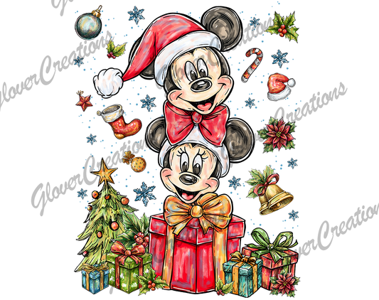 Mickey Minnie Christmas Direct to Film Ready to Press Heat Transfers