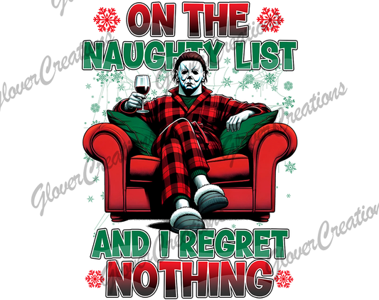 Myers Naughty List Direct to Film Ready to Press Heat Transfers