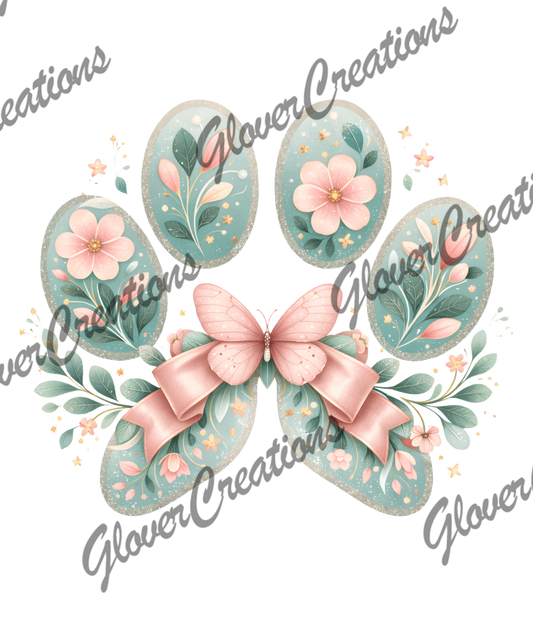 Floral Dog Paw Direct to Film Ready to Press Heat Transfers