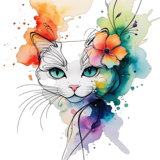 Colorful Cat Direct to Film Ready to Press Heat Transfers