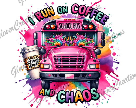 Pink Bus Chaos Direct to Film Ready to Press Heat Transfers