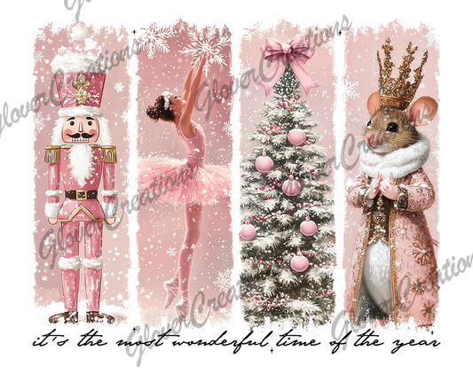 Pink Christmas Collage Direct to Film Ready to Press Heat Transfers