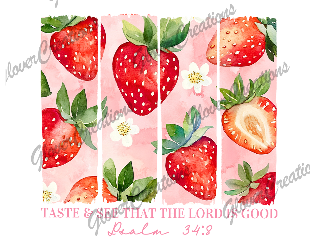 12 Inch Psalm Strawberries Direct to Film Ready to Press Heat Transfers