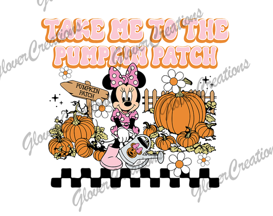 Child Size Take me to the Pumpkin Patch Mouse Direct to Film Ready to Press Heat Transfers