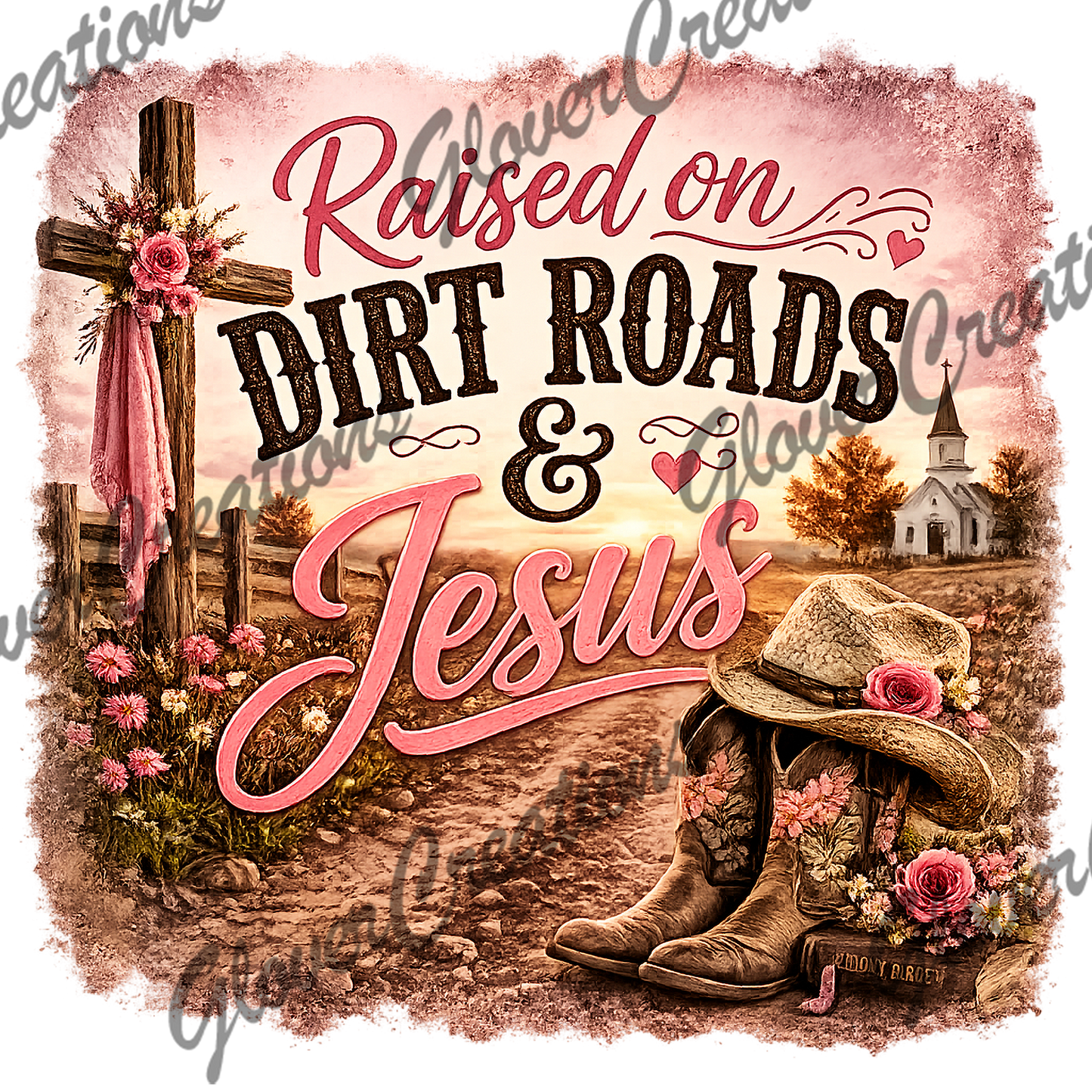 Raised On Dirt Roads Direct to Film Ready to Press Heat Transfers