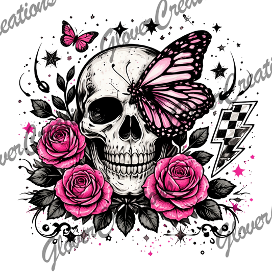 Butterfly Skull Direct to Film Ready to Press Heat Transfers