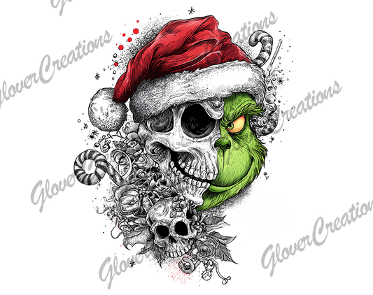 Skeleton Grinch Christmas Direct to Film Ready to Press Heat Transfers