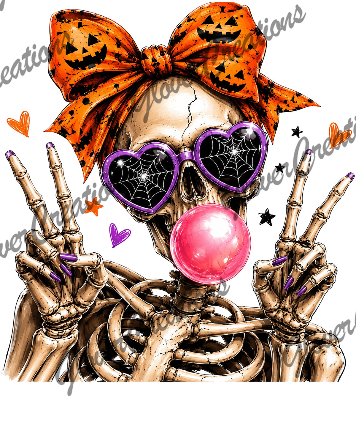 Halloween Bubblegum Skeleton Direct To Film Ready To Press Heat Transfers