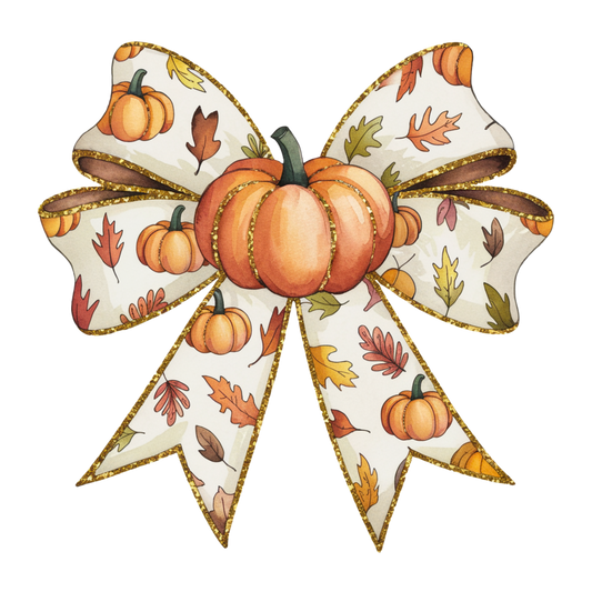 Pumpkin Bow Direct to Film Ready to Press Heat Transfers